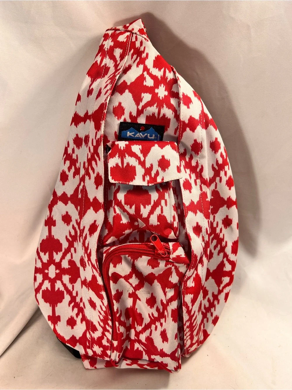 Kavu Pink & White Hearts 4 Cord Sling Backpack